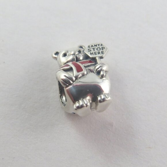 Pandora Bear Charm Christmas Polar Bear Charm Holiday Charm S925 Ale (H17) - Picture 2 of 4